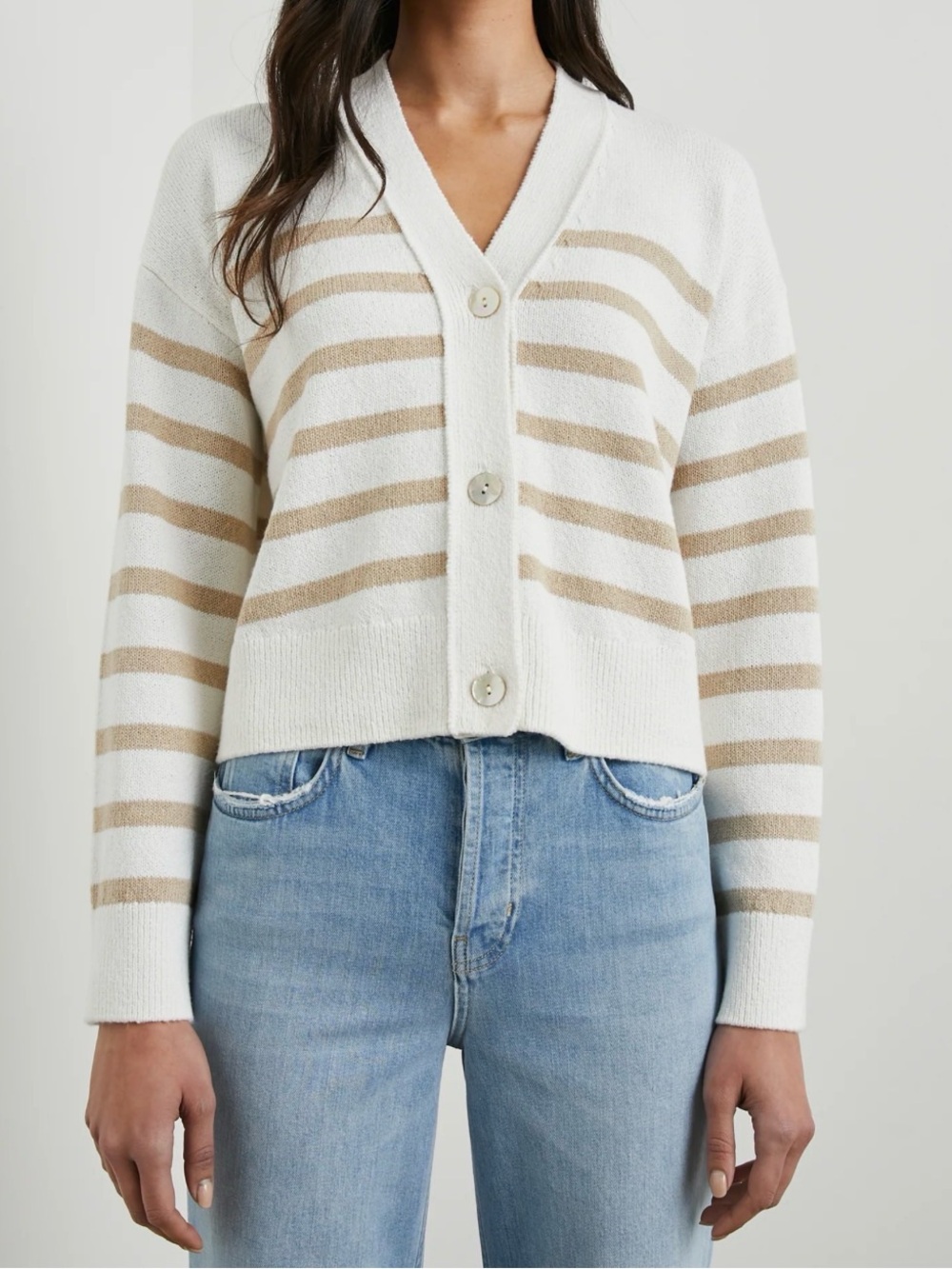 Rails Geneva Cardigan in Sand Stripe